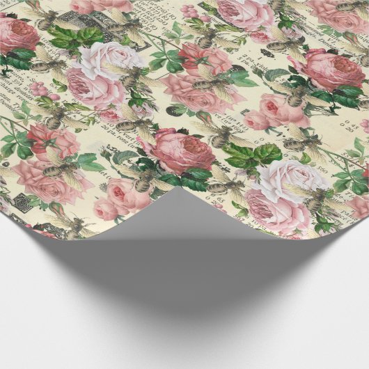 Vintage Honey Bee Pattern Geschenkpapier (Ecke)
