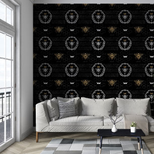 Vintage Honey Queen Bee Black & White Monogram Tapete