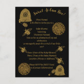 Vintage Honeycomb Babydusche | Black Gold Einladungspostkarte (Vorderseite)