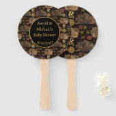 Vintage Honeycomb Bee Black Baby Dusche Fächer (Vorne und Hinten)