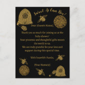 Vintage Honeycomb Bee Black Baby Dusche Postkarte (Vorderseite)