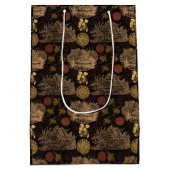 Vintage Honeycomb Bee Black Mittlere Geschenktüte (Rückseite)