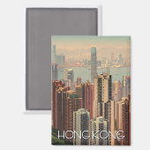 Vintage Hong Kong Wolkenkratzer Reise Magnet (Vorderseite/Rückseite)