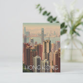 Vintage Hong Kong Wolkenkratzer Reise Postkarte (Stehend Vorderseite)