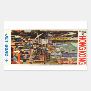 Vintage Hong- Kongfluglinien-Reise-Anzeigen Rechteckiger Aufkleber