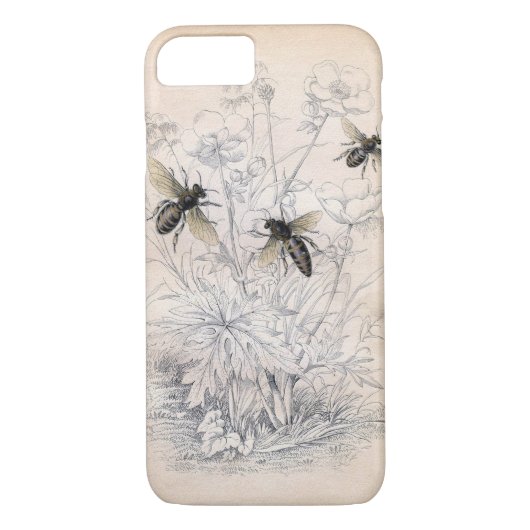 Vintage Honig-Bienen-Kunst Case-Mate iPhone Hülle (Rückseite)