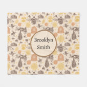 Vintage Honigbiene Fleecedecke (Vorderseite (Horizontal))