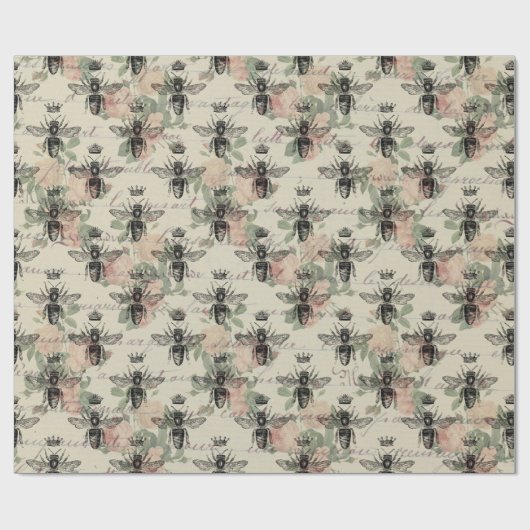 Vintage Honigbiene Geschenkpapier (Flach)