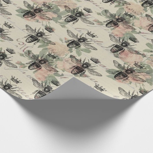 Vintage Honigbiene Geschenkpapier (Ecke)