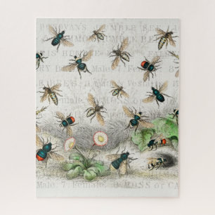 Vintage-Honigbiene- Königin-Biene-Entomologie-Bota Puzzle