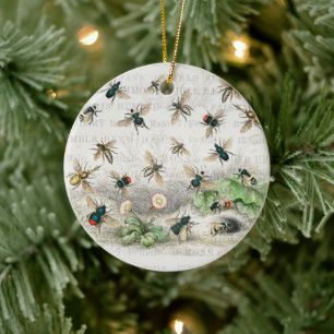 Vintage Honigbiene Königin Biene Entomologie Botan Keramik Ornament