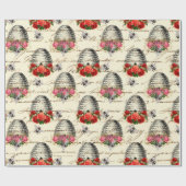 Vintage Honigbiene-Muster Geschenkpapier (Flach)