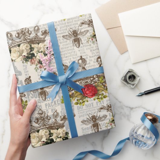 Vintage Honigbiene-Muster Geschenkpapier (Schenken)