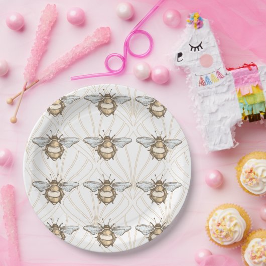 Vintage Honigbiene Pappteller (Party)