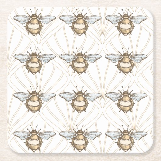 Vintage Honigbiene Rechteckiger Pappuntersetzer (Vorderseite)