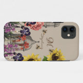 Vintage Honigbiene und Sonnenblumenmonogramm Case-Mate iPhone Hülle (Rückseite (Horizontal))