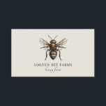 Vintage Honigbiene Visitenkarte<br><div class="desc">Diese elegante rustikale,  goldene Bienenlogo-Visitenkarte für Honigbienen bietet eine goldverzierte Bienenabbildungen auf cremefarbenem Hintergrund. Ein schlichter minimaler hübscher Stil für ein Imbiss.</div>