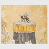 Vintage Honigbiene Wildblumengarten (1) Geschenkpapier (Flach)