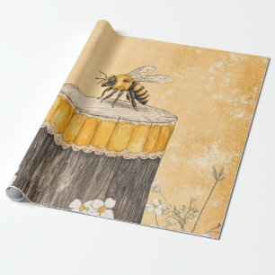 Vintage Honigbiene Wildblumengarten (1) Geschenkpapier