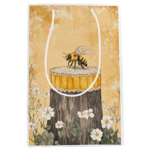 Vintage Honigbiene Wildblumengarten (1) Mittlere Geschenktüte