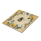 Vintage Honigbiene Wildblumengarten (4) Fliese (Seite)