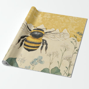 Vintage Honigbiene Wildblumengarten (5) Geschenkpapier