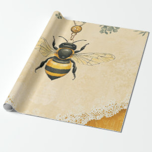 Vintage Honigbiene Wildblumengarten (7) Geschenkpapier
