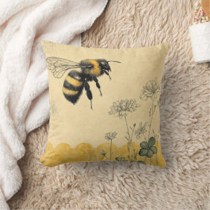 Vintage Honigbiene Wildblumengarten (8) Kissen