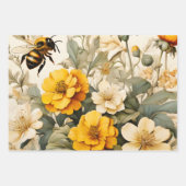 Vintage Honigbienen in pflanzlichen Stoffen Geschenkpapier Set (Vorderseite 2)