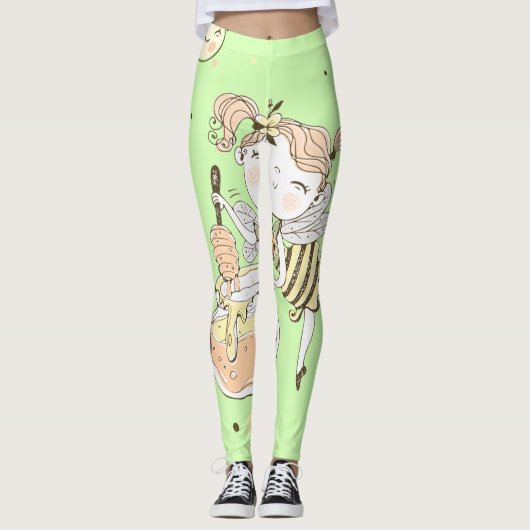 Vintage Honigbienendekor Leggings (Vorderseite)