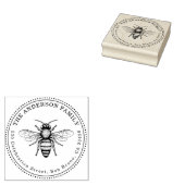 Vintage Honigbienenfamilie Runde Rücksendeadresse Gummistempel (Stempel)