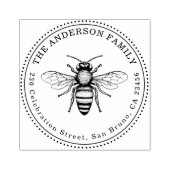 Vintage Honigbienenfamilie Runde Rücksendeadresse Gummistempel (Prägung)