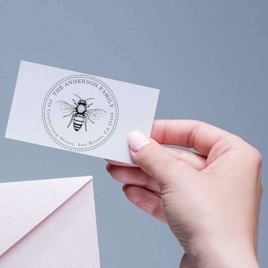 Vintage Honigbienenfamilie Runde Rücksendeadresse Permastempel