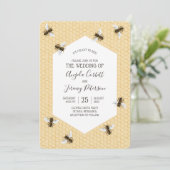 Vintage Honigbienenhochzeit Einladung (Stehend Vorderseite)