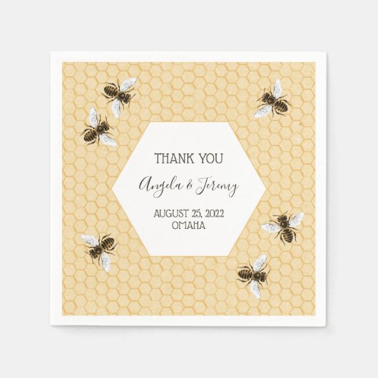 Vintage Honigbienenhochzeit Serviette (Vorderseite)