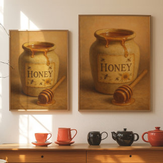 Vintage Honigglas Poster | Rustikale Farmhouse Kun