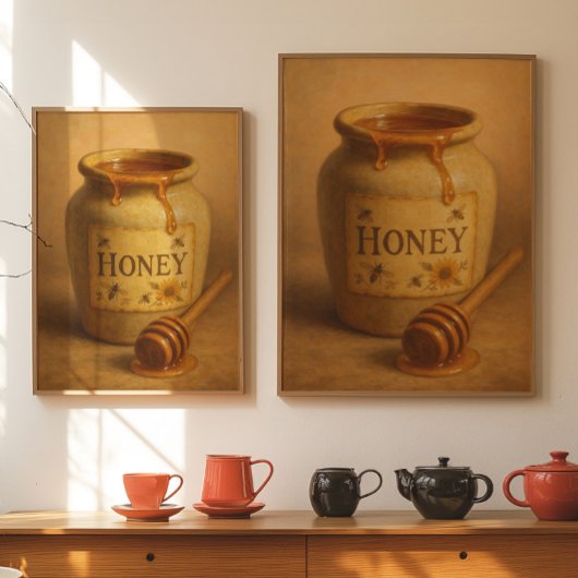 Vintage Honigglas Poster | Rustikale Farmhouse Kun