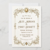 Vintage Honigkalligraphie der Bienen Einladung (Vorderseite)