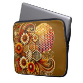 Vintage Honigwabe und floraler Laptop-Sieb Laptopschutzhülle (Vorderseite Links)