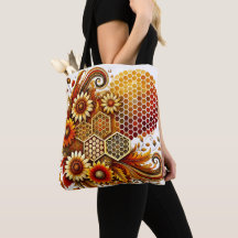 Vintage-Honigwaben- und Sonnenblumen-Tasche