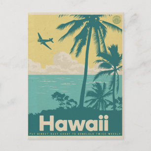 Vintage Honolulu Flugreise-Postkarte Postkarte
