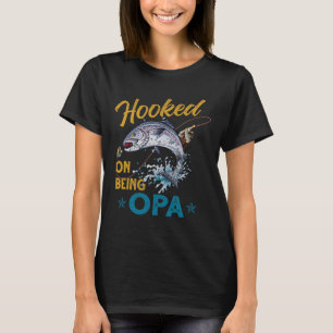 Vintage Hooked On Being Opa Lustiger Angel-Väter T-Shirt