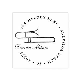 Vintage Horn Trombone Music Rücksendeadresse Gumbe Gummistempel