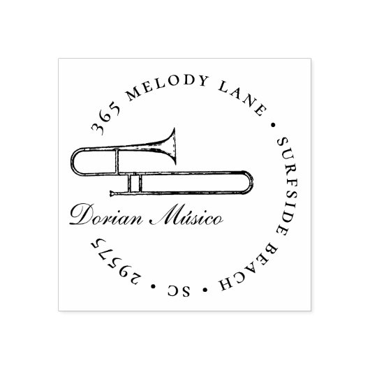 Vintage Horn Trombone Music Rücksendeadresse Gumbe Gummistempel (Prägung)