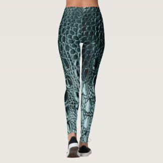 VINTAGE "HORNBACK"-ALLIGATOR IN TÜRKIS ÜBERARBEITE LEGGINGS