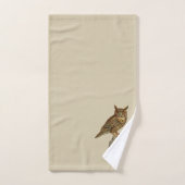 Vintage Horned Owl Monogram Beige Badhandtuch Set (Handtuch)
