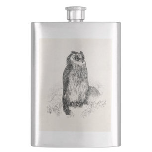Vintage Horned Owl Personalisierte Retro-Eulen Vög Flachmann