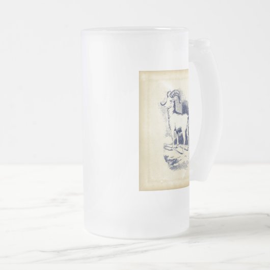 VINTAGE HORNSCHAFE MATTGLAS BIERGLAS (VorderseiteRechts)