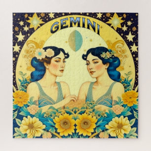 Vintage-Horoskop-Sternzeichen Zwillinge Celestial Puzzle