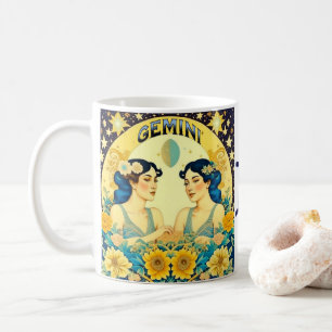 Vintage-Horoskop-Sternzeichen Zwillinge Himmelszei Kaffeetasse